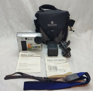 Vintage Sony Mvc - Fd75 Camera W/ Charger Battery Manuals Strap & Samsonite Case