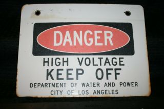 Antique Porcelain Danger High Voltage Sign City Of Los Angeles