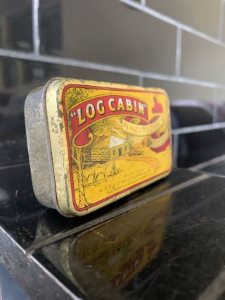 LOG CABIN Flake Tobacco Vintage Round Tin 2