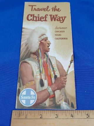 1965 Santa Fe Railway Brochure Travel The Chief Way Indian Vtg Map Chicago Texas