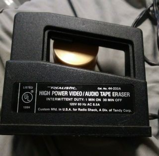 Vintage High Power Video/audio Tape Eraser Radio Shack Realistic 44 - 233a