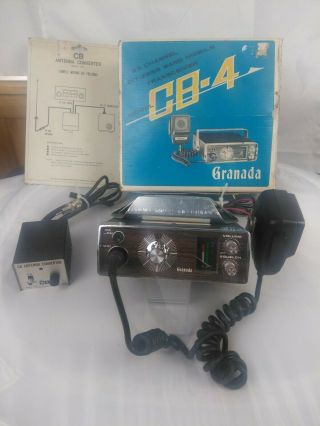 Vintage Cb Radio W/mic And Cb Antenna Converter Granada Cb - 4