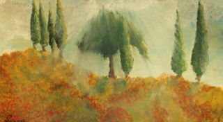 Antique French Post Impressionist Landscape Oil Painting Signed Seurat