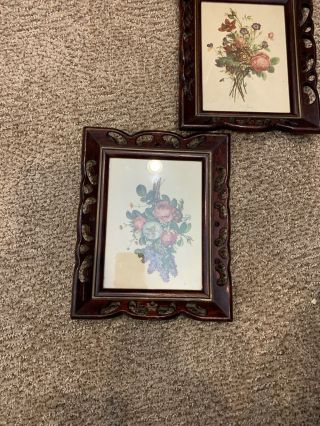 Pair Antique J.  L.  Prevost Botanical Floral Print - 1940 ' s in Reticulated frame 3