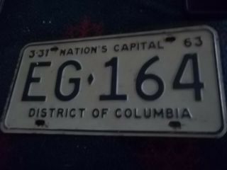 Washington D.  C.  License Plate 1963 Eg - 164