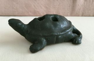 Vintage Pottery Tortoise Flower Frog Ceramic 3 Holes Ikebana