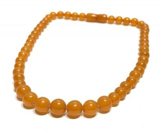 Antique Natural Butterscotch Amber Graduated Deco Style Beaded Necklace 17.  8g