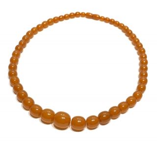 Antique Natural Butterscotch Amber Graduated Deco Style Beaded Necklace 40.  5g