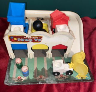 Vintage Fisher Price Usa Dump Truckers Station Little People Toy 1965 Pre - School