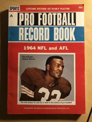 1964 Complete Sports Pro Football Record Book – Jim Brown Cover Nfl And Afl