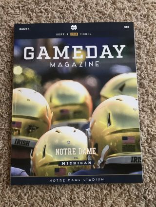 Notre Dame Fighting Irish Football Souvenir Program Nd 2018 Michigan Game 9/1/18