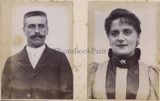 Homme Et Femme 2 Photos Famille Vie Sociale Mode France Vintage Citrate Ca 1900