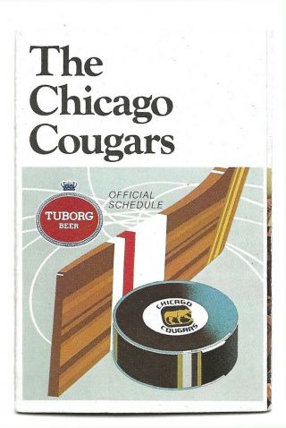 Wha 1974 - 75 Chicago Cougars Pocket Schedule - Sked Sponsored By Tuborg Beer