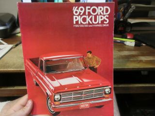 1969 Ford Pickup Truck F - 100 F - 250 F - 350 4 Wheel Drive Ranger Car Brochure