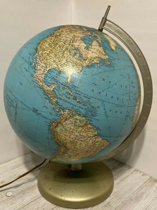 Antique Vintage 1940s Lighted Glass Rand Mcnally Terrestrial Globe 12 "