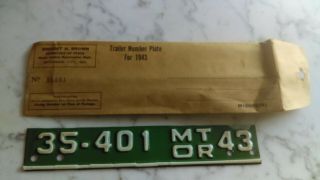 Old Stock Vintage Trailer License Plate - Missouri Mo 1943 Man Cave Decor