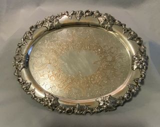 Original/antique/re - Plated By Tiffany & Co.  /silver Plated/oval Tray/w.  Footings.