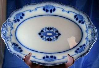Antique Flow Blue " Lorne " Oval Platter 16 " X 11 " Gorgeous