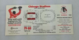 Nhl 1979 - 80 Chicago Blackhawks Unfolded Pocket Hockey Schedule - Illinois Bell