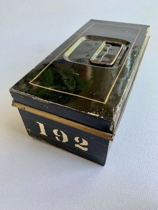 Vintage Tin Metal Storage Box With Hinged Lid Antique Metal Box