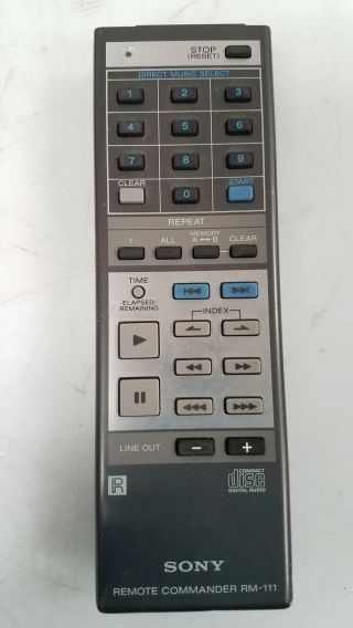 Vintage Sony Remote Commander Rm - 111 Cdp - 501es Cdp - 701es Digital 1984 Cd Player