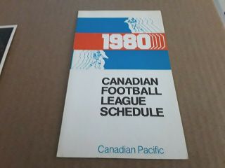 1980 Cfl Full Season Football Pocket Schedule Canadian Pacific Railway