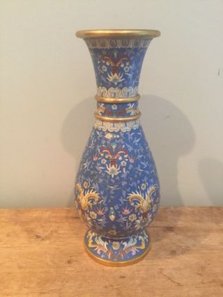 Vintage Chinese Cloisonne Vase 9 1/4” Tall Vgc