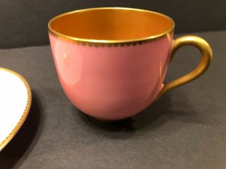Rare Antique Royal Worcester mini Pink Gold Cup and Saucer Hand painted W 9004 X 2