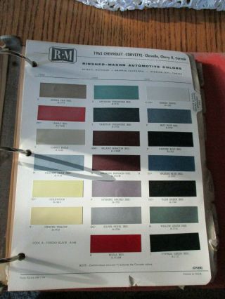 1965 Chevrolet Paint Color Chip Page - R&m Rinshed - Mason