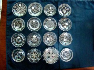 Antique Flint Glass Cup Plate Group Of 16 Diff 300 - Series Plates; Eapg,  Lacy