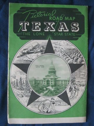Vintage Pictorial Road Map Of Texas