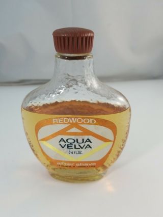 Vintage Aqua Velva Redwood After Shave Bottle 8 1/2 Fl Oz.  Almost Full See Photo