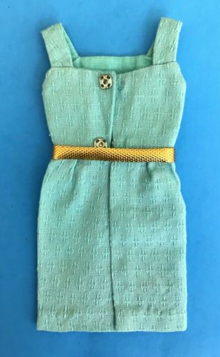 Vintage TAMMY TURQUOISE SHEATH DRESS 9243 - 7 w/Belt & Hanger 1960 ' s 2
