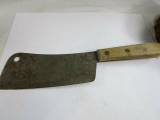 Vintage Antique Hand Forged Carbon Steel Meat Cleaver Hog Splitter Butcher Knife