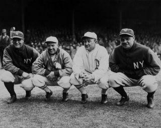 Yankees Babe Ruth Lou Gehrig & Athletics Tris Speaker Ty Cobb Glossy 8x10 Photo