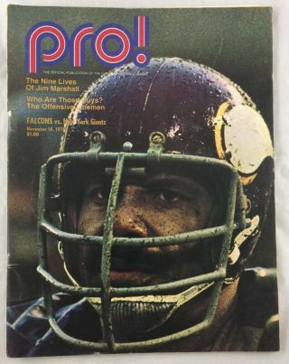11 - 14 - 1971 Nfl Football Program Falcons Vs York Giants Jim Marshall Vikings