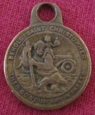 Antique Catholic Religious Medal - Saint Christopher - Bronze - Mission Delores
