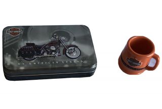 Harley Davidson Mini Mug Shooter And Playing Cards Tin