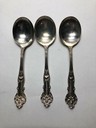 Vtg 1847 Rogers Bros Xs Triple Silver Plated Charter Oak - 3 Gumbo Soup Spoons