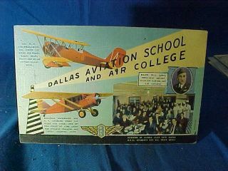 1930s Aviation History Postcard W Dallas Aviation School Image