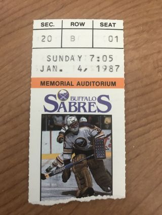 1986 - 87 Buffalo Sabres Vs Quebec Nordiques Ticket Stub