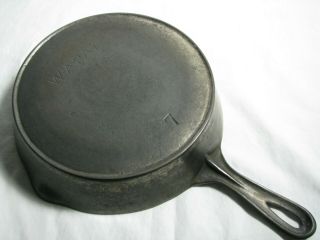 Antique Wapak 7 Cast Iron Skillet Fry Pan With Heat Ring,  1903 - 1910