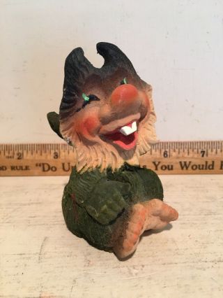 Vintage Henning Norway Carved Wood 3 1/2 " Troll Elf Gnome Figure 2