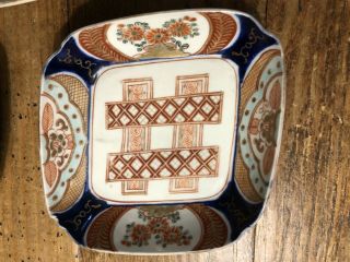 3 Antique Japanese Imari Porcelain Square Plates Tray 19th C 2