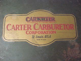1930s Carter Carburetors Auto Garage Metal Advertising Tool Box