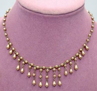 Melissa Rivers (joan Rivers) Vtg Deco Style Fx Pearl Drops Sterling Necklace F8