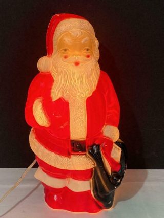 Vintage 1968 Empire Santa Claus Blow Mold W/toy Bag Tabletop Light Up Plastic