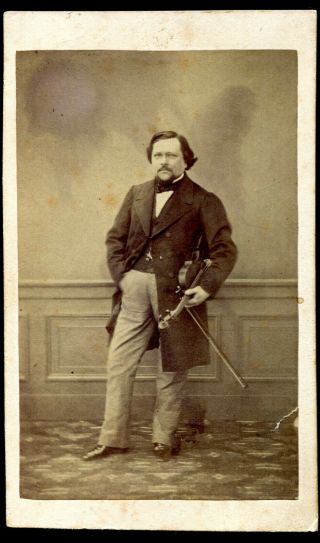 Photo Cdv Guipet à Dijon.  Violoniste.  Vintage Albumen Print.  Vers 1860