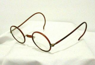 Antique Vintage Bakelite Eyeglasses Frames Rich Brown Color Round Frames Lenses