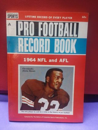 1964 Complete Sports Pro Football Record Book – Jim Brown Cover Nfl And Afl